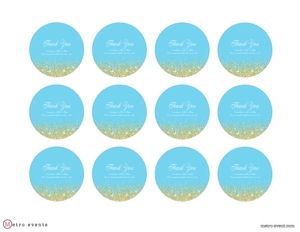 LightBlueGoldRoundTag: Blue and Gold Glitter Glam Invitation Set, Printable Sweet 16 Invitation Kit, Light blue Invitation Bundle, Editable Corjl Template Invite