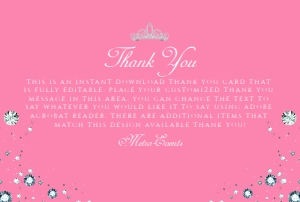 Pink Diamond Thank You Cards, Diamond Themed Thank You Notes, Diamond Thank You Card, Custom Thank You Card, Thank You Note, Corjl Template design preview