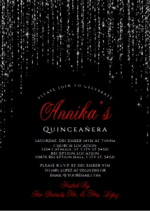 RedRoseQuince5x7: Red and Silver Quinceanera Invitation, Quinceanera Invitations, Red Quinceanera Invitations, Printable Quince Invitations, Corjl Template