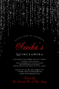 RedRoseQuince4x6: Red and Silver Quinceanera Invitation, Quinceanera Invitations, Red Quinceanera Invitations, Printable Quince Invitations, Corjl Template