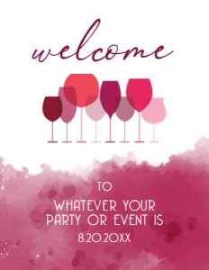 Wine Tasting Welcome Sign, Printable Welcome Sign, Wine Themed Sign, Welcome Sign, Editable Sign, Instant download, Customized Welcome Signs design preview