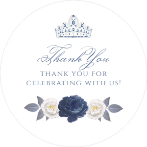 BlueSilverFloralRoundTags2: Blue and Silver Floral Favor Tag, Round Gift Tags, Editable Gift Label, Printable Favor Tag, Gift Tag, Corjl Template, Blue Flower Favor Tag