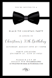 BlackTieTuxInvite4x6: Black Tie Cocktail Party Invitations, Adult Party Invitations, Black and White Party, Black Tie Printable, Printable Invitations, Tux Themed