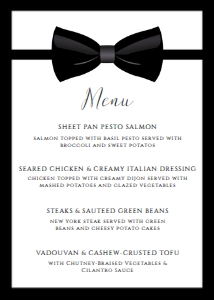 BlackTieTuxMenu5x7: Editable Black Tie Invitation Set, Black and White Invitation Kit, Tux Themed Invitation Kit, Formal Event Invitation Bundle, Corjl Template