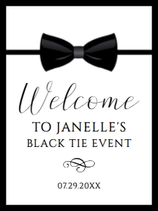 BlackTieTuxWelcome18x24: Modern White and Black Welcome Sign, Printable Party Sign, Instant Download, Black Tie Party Sign, Party Sign, Corjl Template, Welcome Signs