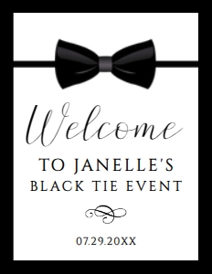 BlackTieTuxWelcome8x11: Modern White and Black Welcome Sign, Printable Party Sign, Instant Download, Black Tie Party Sign, Party Sign, Corjl Template, Welcome Signs