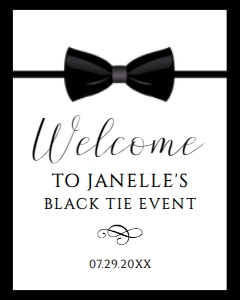 BlackTieTuxWelcome16x20: Modern White and Black Welcome Sign, Printable Party Sign, Instant Download, Black Tie Party Sign, Party Sign, Corjl Template, Welcome Signs