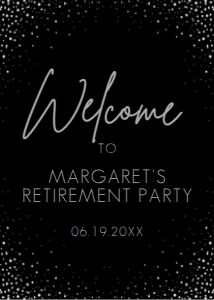 Minimalist Silver and Black Welcome Sign, Printable Party Sign, Instant Download, Adult Birthday Party Sign, Corjl Template, Welcome Signs design preview