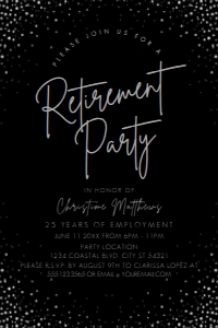 Silver and Black Retirement Party Invitations, Golden Years Retirement Party Invitations, Silver Retirement Invitation, Printable Invitation design preview