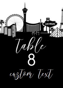 Black and White Las Vegas Table Number, Table Decor, Printable Table Cards, Table Number, Las Vegas Themed Bridal Shower, Corjl Template design preview