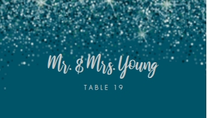 Teal Glitter Bridal Place Card, Glitter Table Card, Glam Style Escort Card, Glitter Name Card, Glam Themed, Corjl Template, Bling Themed design preview