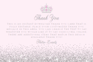 Pink and Silver Princess Sweet 16 Printable Invitation Bundle DIY Fairytale Celebration Sweet Sixteen Birthday Quinceanera Party Corjl design preview
