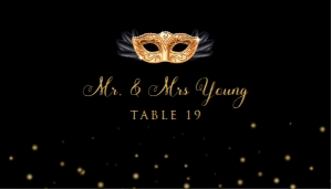 Gold and Black Masquerade Escort Cards, Place Cards, Place Card Template, Gold Place Card, Name Card, Printable Place Cards, Corjl Template design preview