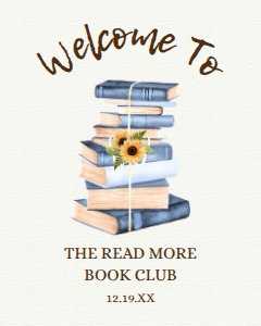 BlueBookClubWelcome16x20: Book Club Welcome Signs, Printable Welcome Sign, Corjl Template, Instant Download, Vintage Book Club Sign, Sunflower Floral Book Club Signs