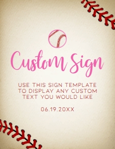 CustomGirlBaseballSign8x11: Pink Baseball, Vintage Baseball Baby Shower Welcome Sign, Printable Sign, Custom Welcome Sign, Editable Welcome Sign, Instant download Signs