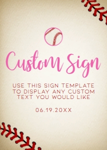 CustomGirlBaseballSign5x7: Pink Baseball, Vintage Baseball Baby Shower Welcome Sign, Printable Sign, Custom Welcome Sign, Editable Welcome Sign, Instant download Signs
