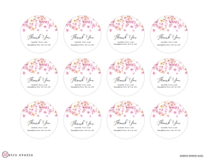 CherryBlossomRoundTags: Blush Pink Floral Favor Tag, Round Gift Tags, Editable Gift Labels, Printable Favor Tag, Gift Tag, Corjl Template, Pink Flower Favor Tags