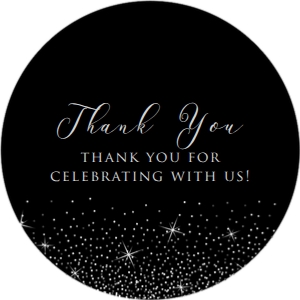 Silver and Black Favor Tag, Black and Silver Round Favor Tags, Black Cupcake Toppers, Printable Circle Thank You Tag, Corjl Tag Template design preview