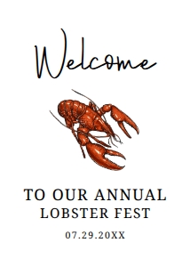 LobsterFestWelcomeSign5x7: Beach Party Welcome Sign, Lobster Fest Sign, Printable Party Sign, Instant Download, Seaside Welcome Signs, Seafood signs, Corjl Template