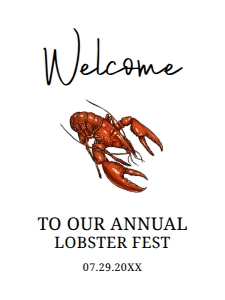 LobsterFestWelcomeSign18x24: Beach Party Welcome Sign, Lobster Fest Sign, Printable Party Sign, Instant Download, Seaside Welcome Signs, Seafood signs, Corjl Template