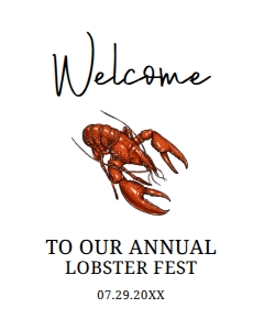 LobsterFestWelcomeSign16x20: Beach Party Welcome Sign, Lobster Fest Sign, Printable Party Sign, Instant Download, Seaside Welcome Signs, Seafood signs, Corjl Template