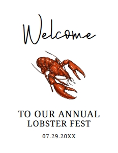 LobsterFestWelcomeSIgn8x11: Beach Party Welcome Sign, Lobster Fest Sign, Printable Party Sign, Instant Download, Seaside Welcome Signs, Seafood signs, Corjl Template