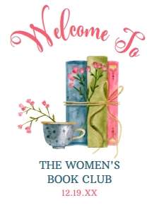 PinkBlueBookClubWelcome18x24: Book Club Welcome Signs, Printable Welcome Sign, Corjl Template, Instant Download, Vintage Book Club Sign, Pink and Blue Book Club Signs