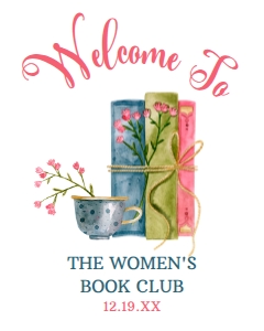 PinkBlueBookClubWelcome16x20: Book Club Welcome Signs, Printable Welcome Sign, Corjl Template, Instant Download, Vintage Book Club Sign, Pink and Blue Book Club Signs