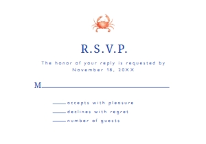 CrabRSVP: Crab Themed rsvp card, Watercolor RSVP Card, RSVP Card Template, RSVP Postcard, Instant Download, Corjl Template, Enclosure Card, rsvp card