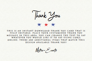 American Flag Thank You Cards, Thank You Cards, 4th of July Thank You Cards, Custom Thank You Card, Printable, Red and Blue Thank You Card design preview