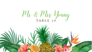 Tropical Pineapple Table Placement Cards, Pink Escort Cards, Place Card Template, Wedding Table Card, Name Card, Place Cards, Corjl Template design preview