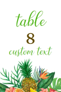 Tropical Floral Table Number, Pineapple Table Décor, Printable Table Number, Hibiscus Flower Table Number, Hawaiian Themed, Corjl Template design preview