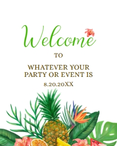 PineappleWelcomeSign16x20: Tropical Welcome Sign, Printable Sign, Hawaiian Themed Sign, Pineapple Bridal Shower Sign, Editable Sign, Instant download, Corjl Template