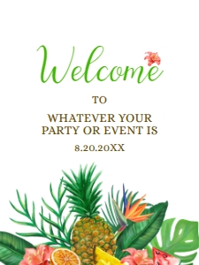 PineappleWelcomeSign18x24: Tropical Welcome Sign, Printable Sign, Hawaiian Themed Sign, Pineapple Bridal Shower Sign, Editable Sign, Instant download, Corjl Template