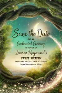 EnchantedSaveTheDate4x6: Editable Enchanted Evening Invitations Bundle, Enchanted Themed Invitation Kit, Enchanted Birthday Invitation Set, Enchanted Forest, Corjl