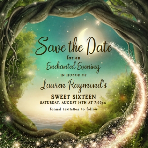 EnchantedSaveTheDate3x3: Editable Enchanted Evening Invitations Bundle, Enchanted Themed Invitation Kit, Enchanted Birthday Invitation Set, Enchanted Forest, Corjl