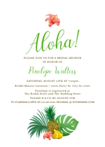 PineappleInvite5x7: Tropical Pineapple Bridal Shower Invitations, Bridal Shower Invitations, Hawaiian Themed Bridal Shower invitation, Printable Invitations