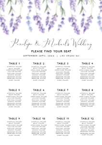 LavenderSeatingChartA1: Country Lavender Custom Seating Chart, Printable Seating Chart Sign, Wedding Seating Chart Poster, Editable Seating Chart, Wedding Seating