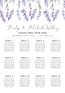 LavendarSeatingChartA2: Country Lavender Custom Seating Chart, Printable Seating Chart Sign, Wedding Seating Chart Poster, Editable Seating Chart, Wedding Seating