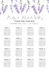 LavenderSeatingChart24x36: Country Lavender Custom Seating Chart, Printable Seating Chart Sign, Wedding Seating Chart Poster, Editable Seating Chart, Wedding Seating