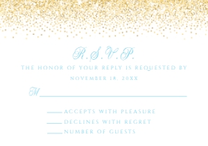 LightBlueGoldQuinceRSVP: Blue and Gold Glitter Glam Invitation Set, Printable Sweet 16 Invitation Kit, Light blue Invitation Bundle, Editable Corjl Template Invite