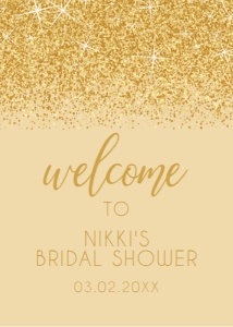Gold Glitter Welcome Sign, Glam Party Sign, Gold Glitter Sign, Printable Sign, Instant Download, Golden Glitter Welcome Sign, Corjl Template design preview