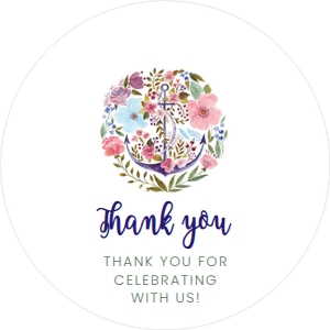 FloralNauticalRoundTag2: Nautical Themed Favor Tag, Beach Round Gift Tags, Editable Gift Labels, Printable Favor Tag, Gift Tag, Corjl Template, Anchor Favor Tags