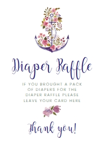 Editable Diaper Raffle Cards and Signs, Corjl Template, Instant Download, Printable Signs, Nautical Themed Baby Shower, Sailing Themed, DIY design preview