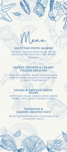 Beach Themed Food Menu, Seafood Menu, Ocean Themed Menu, Dinner Menu, Editable Menu, Instant Download, Printable Menu, Corjl Menu Template design preview
