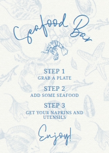 CoastalBlueFoodSign5x7: Seafood Party Sign, Food Label, Beach Themed Food Sign, Pool Party Food Sign, Corjl Template, Instant Download, Lobster Boil Signs, DIY sign