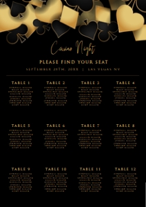 CasinoNightSeatingA1: Casino Night Custom Seating Chart, Printable Seating Chart Sign, Wedding Seating Chart Poster, Editable Seating Chart, Event Seating Charts