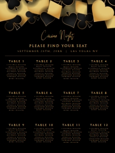 CasinoNightSeatingChart18x24: Casino Night Custom Seating Chart, Printable Seating Chart Sign, Wedding Seating Chart Poster, Editable Seating Chart, Event Seating Charts