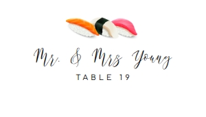 Sushi Themed Place Card, Minimalist Table Card, Seafood Escort Card, Sushi Name Card, Corjl Template, Sushi Night Name Cards Japanese Themed design preview