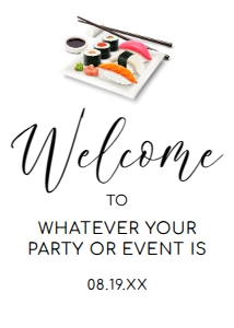 SushiNIghtWelcome5x7: DIY Template Sushi Theme Party Invitations Printable Bundle Customizable Sushi Theme Party Unique Dinner Party Invite Edit online with Corjl